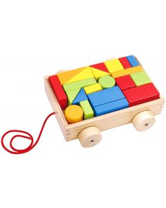 Chariot avec bloc de construction - Tooky Toy